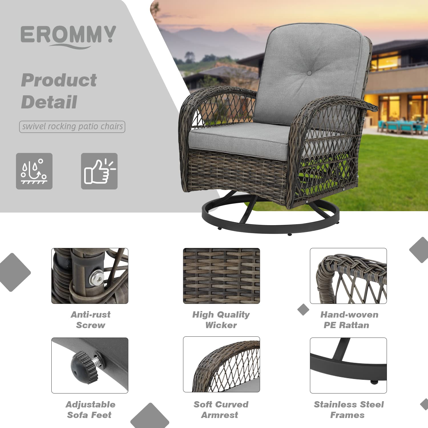 wicker swivel patio chairs