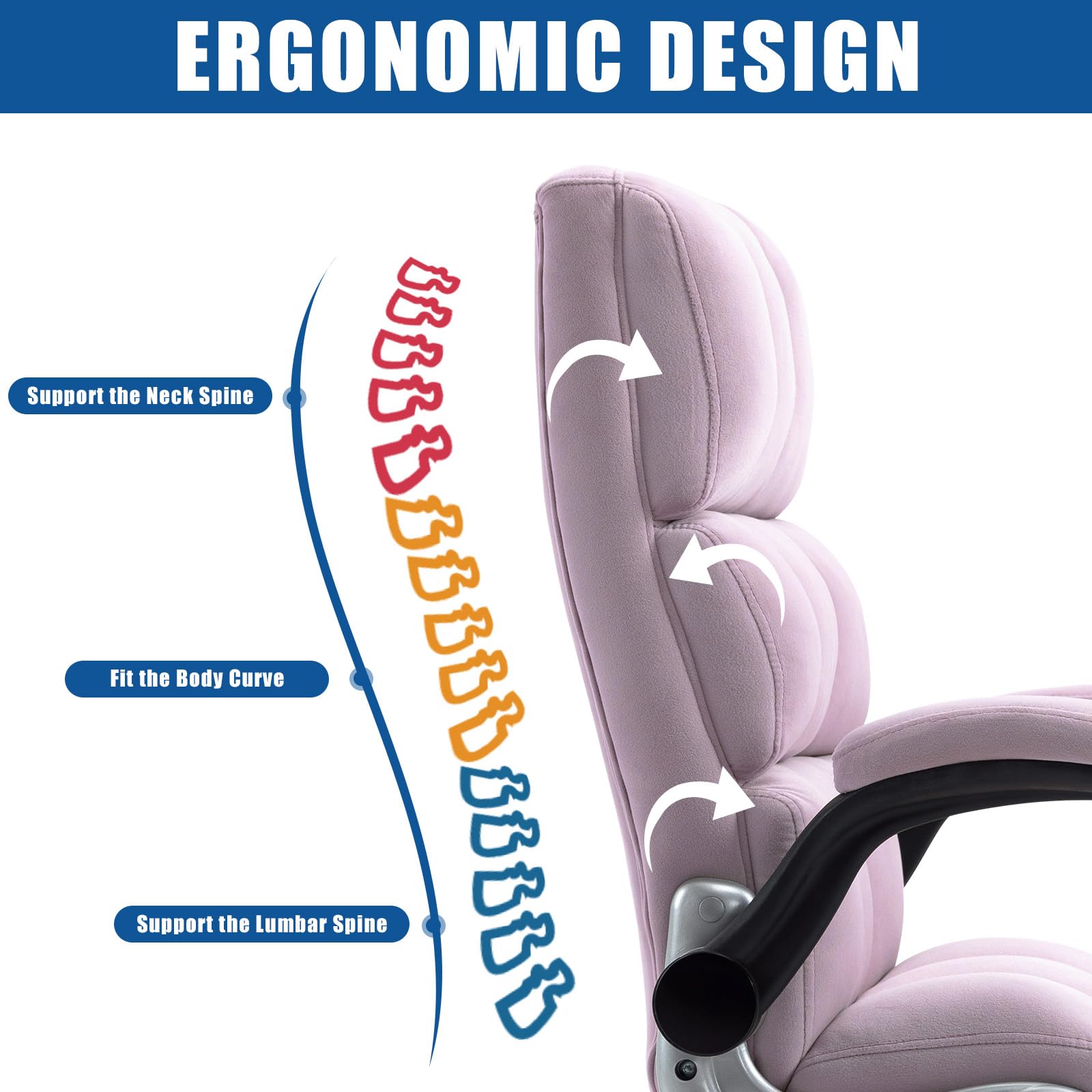 Homrest Ergonomic Flannel Desk Chair with Flip-Up Arms - Violet