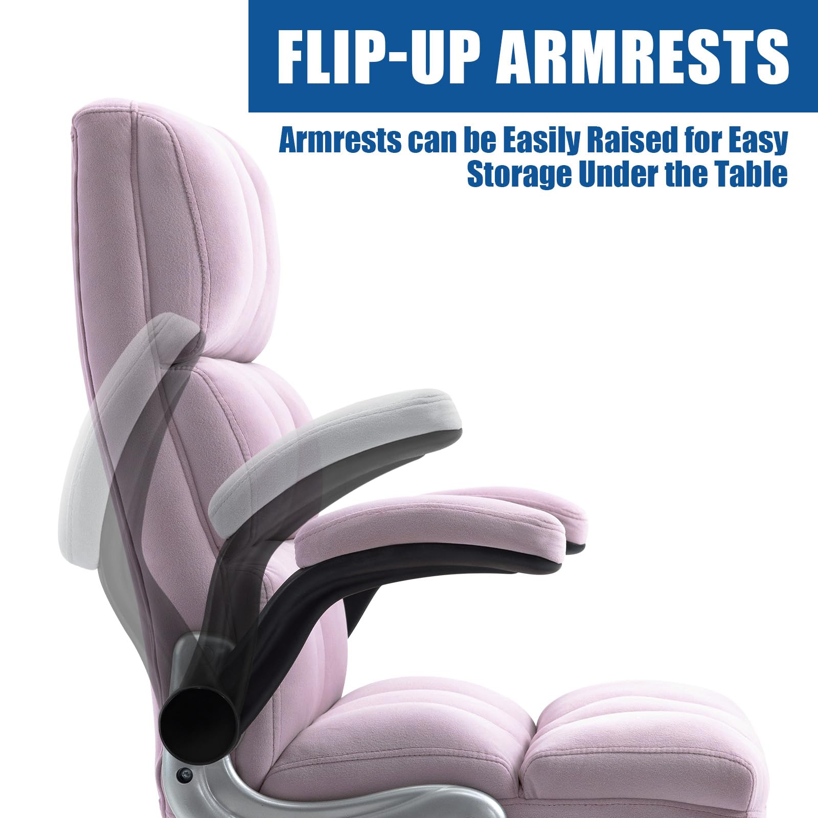 Homrest Ergonomic Flannel Desk Chair with Flip-Up Arms - Violet