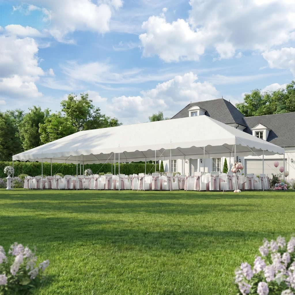 HOMREST 20x50 FT Outdoor Party Tent with expandable sidewall (sold separately), Heavy Duty Weekend Canopy with Carry Bags, 480GSM PVC Large Tent for Commercial Events, Parties, Weddings, White