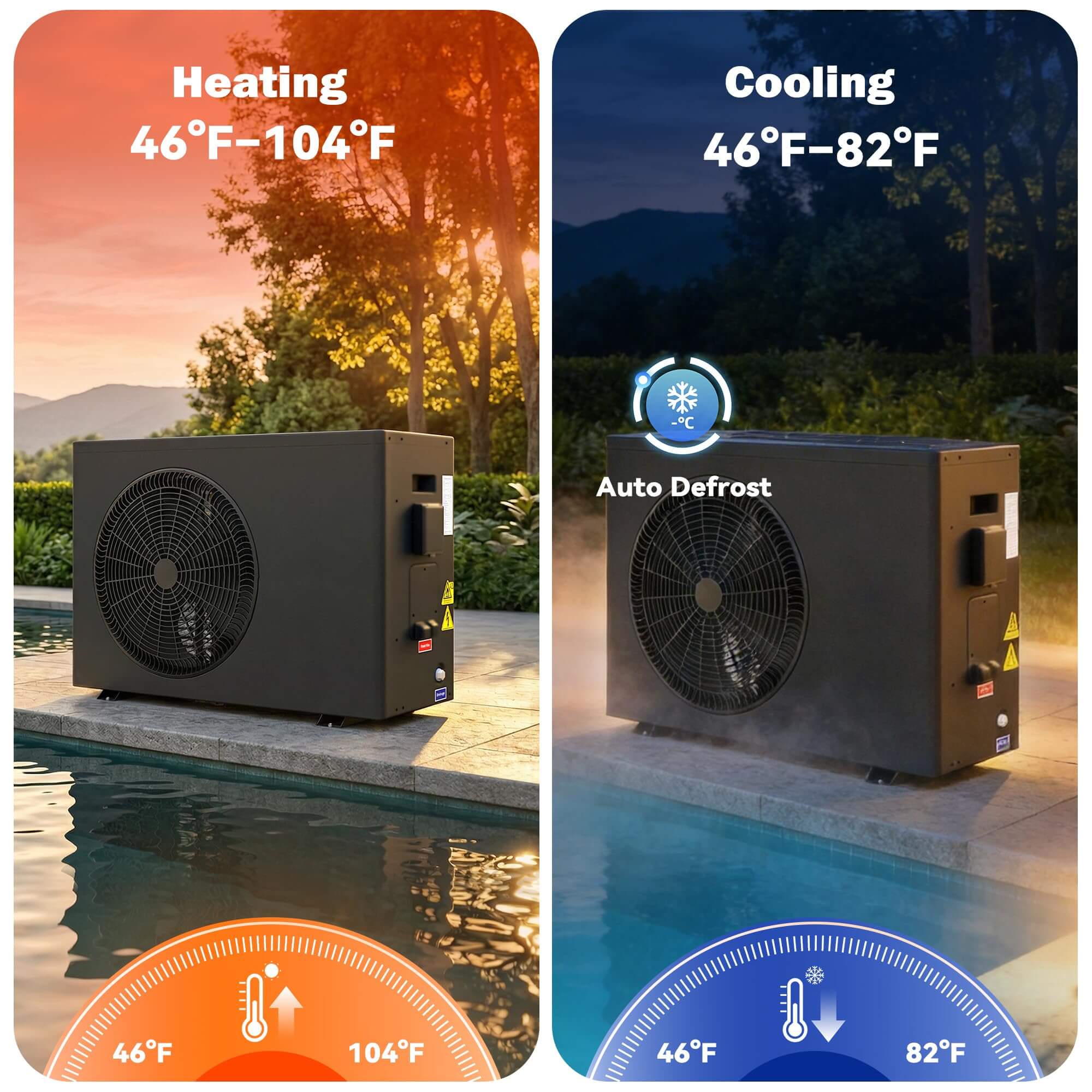 HOMREST 35000BTU DC Inverter Pool Heat Pump, Smart WiFi, Heating & Cooling, for Pools up to 10,000 Gallons, Up to 9.8 COP, 220V