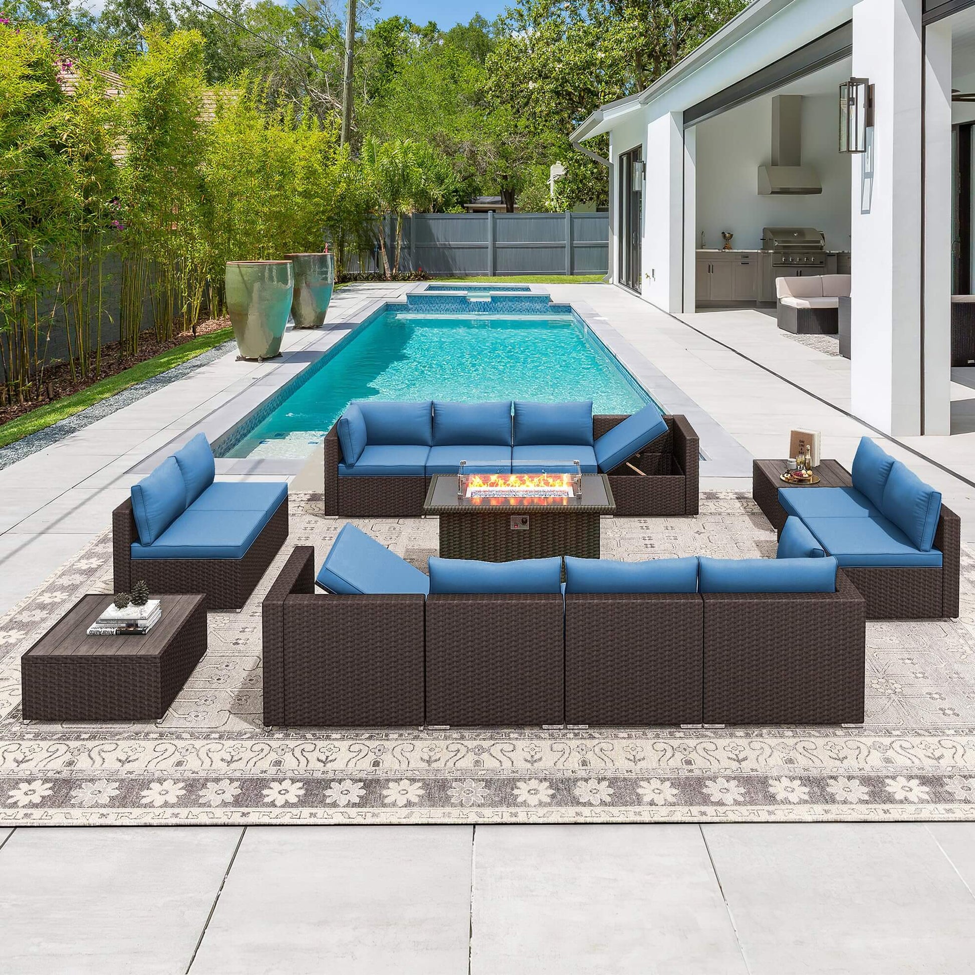 Homrest patio sofa set for porch, garden and poolside, blue