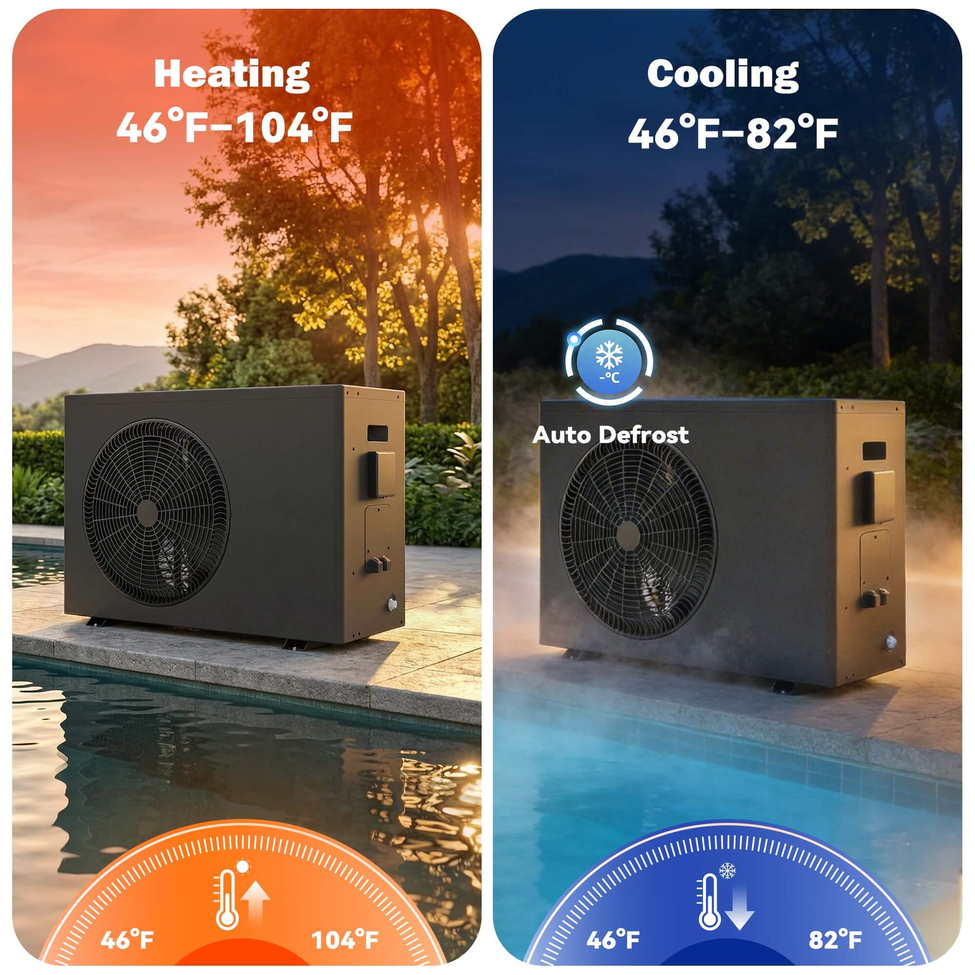 HOMREST 58000BTU DC Inverter Pool Heat Pump, Smart WiFi, Heating & Cooling, for Pools up to 18,000 Gallons, Up to 11.08 COP, 220V