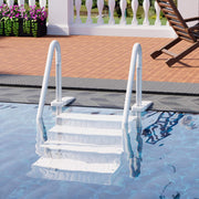 HOMREST Pool Ladder, 4-Step Pool Stairs with Double Handrails and Non-Slip Steps for 48-54” Above Ground and In-Ground Pools, White
