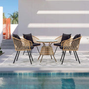 HOMREST All-Weather Patio Dining Chairs Set of 4, w/ Cushions & Armrests, Modern Outdoor Seating, Beige & Black