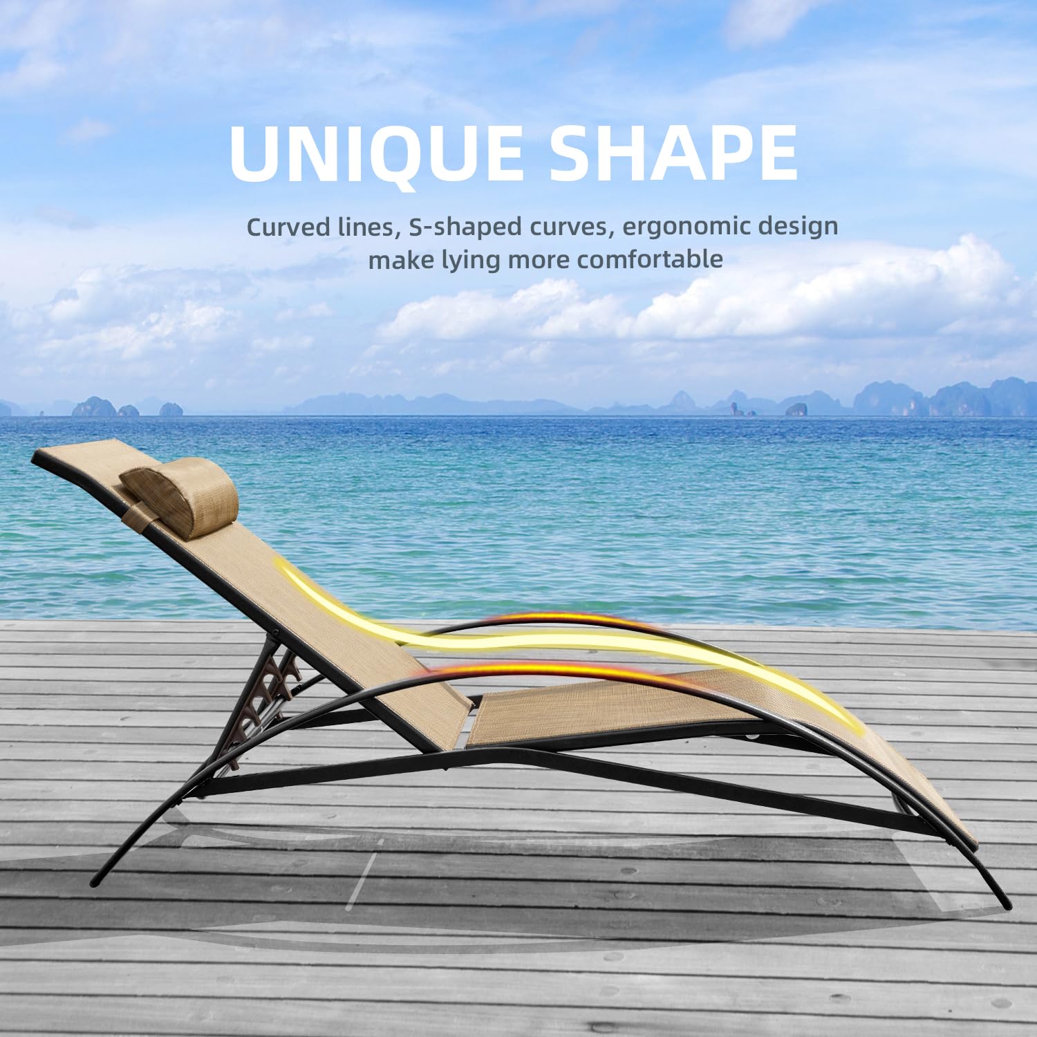 HOMREST 3 PCS Outdoor Lounge Chairs Set of 2 with Coffee Table, Brown