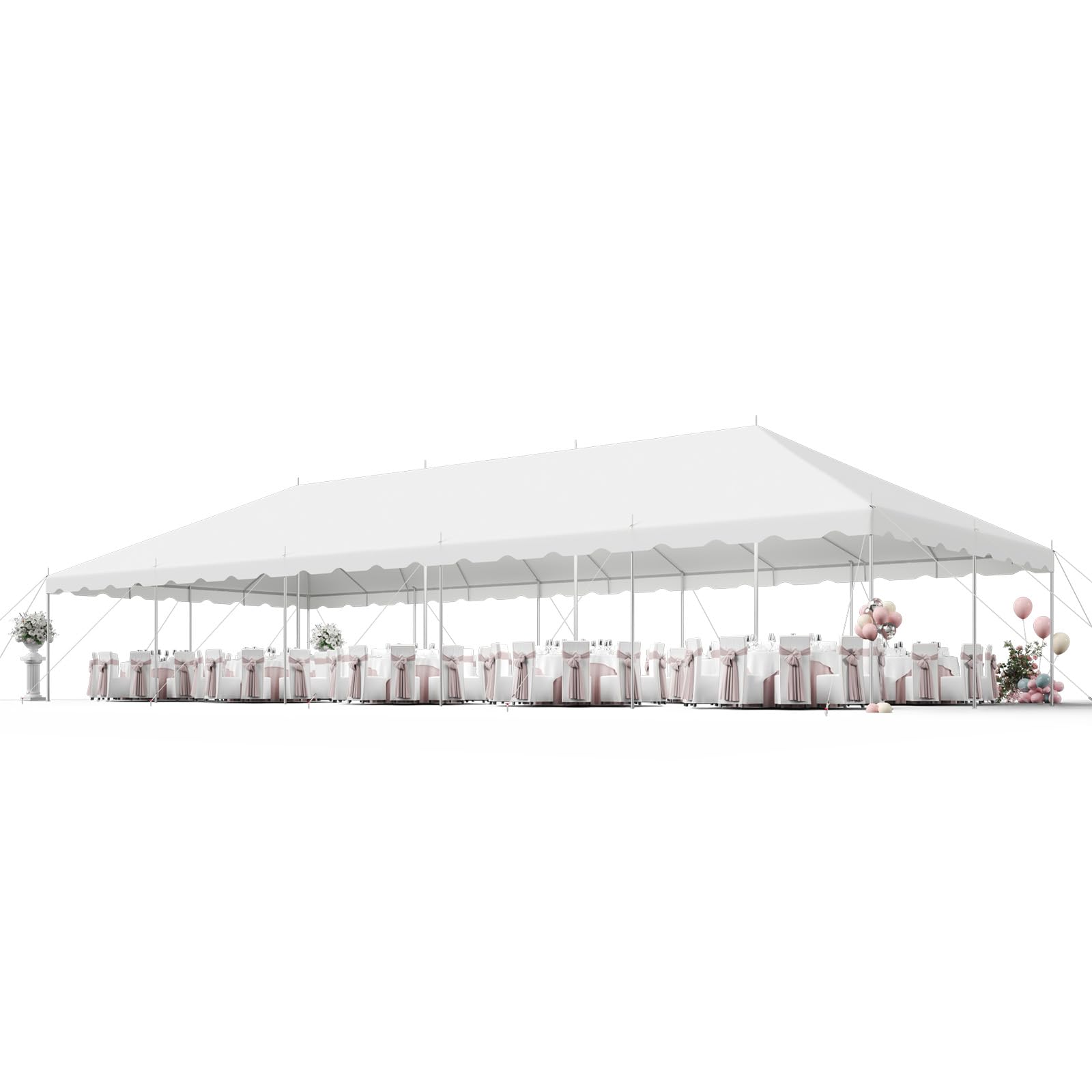 HOMREST 20x50 FT Outdoor Party Tent with expandable sidewall (sold separately), Heavy Duty Weekend Canopy with Carry Bags, 480GSM PVC Large Tent for Commercial Events, Parties, Weddings, White