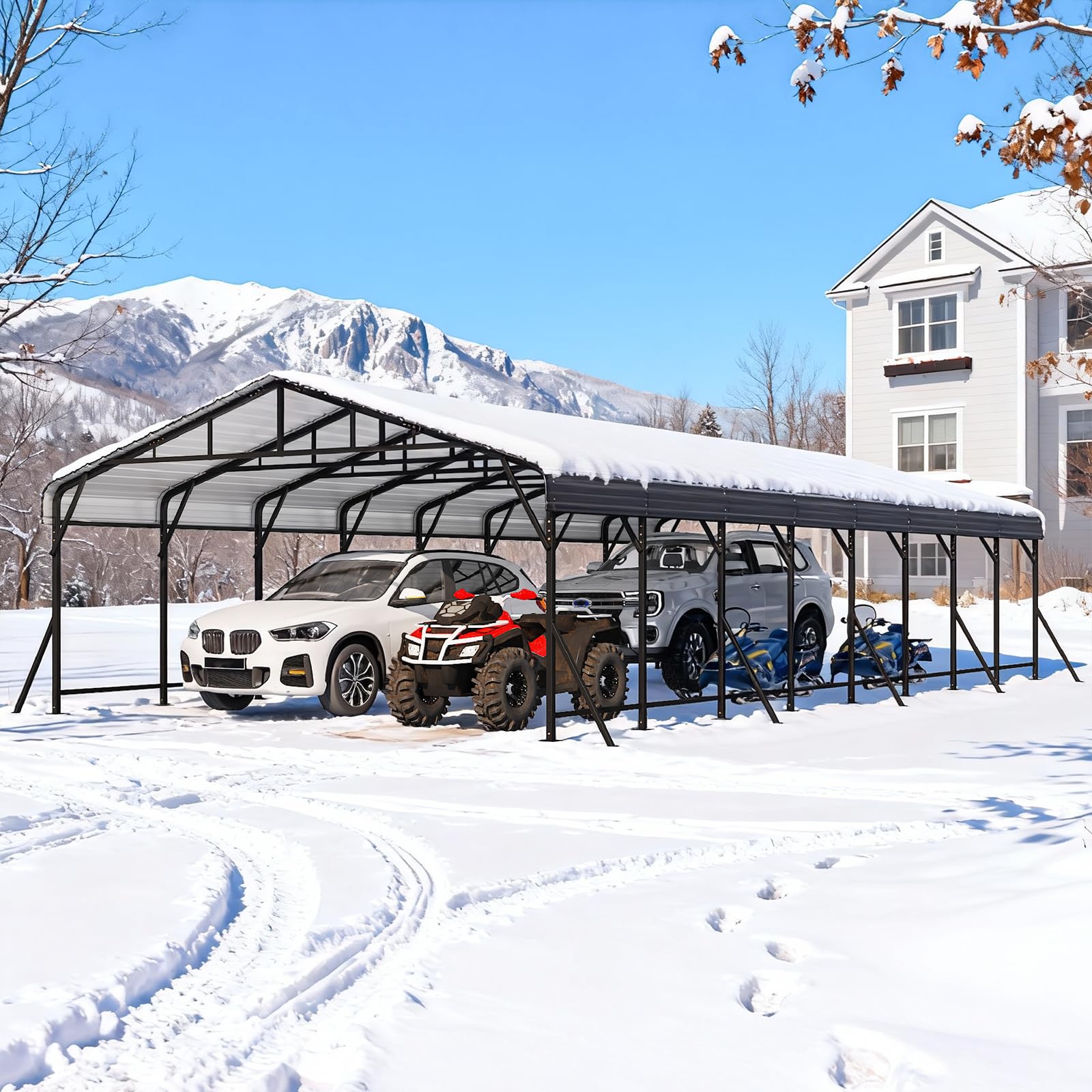 HOMREST 20X40 Hardtop Carport with Galvanized Roof