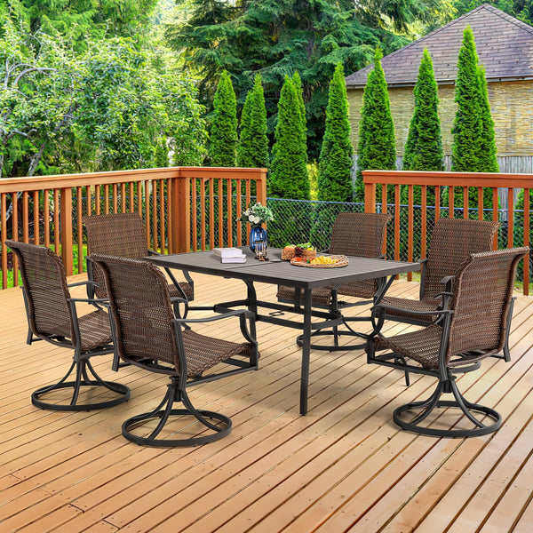 homrest Patio Wicker Swivel Chair Set of 2, Heavy Duty Outdoor Dining Chair with 23.5'' High Back, Extra-Large Water-Fall Seat, Gentle Rocker-homrest