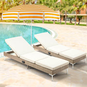 Homrest 2PCs Patio Chaise Lounge Chair with Thickened Cushion, Beige