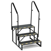 HOMREST 3-Step RV Steps with Dual Handrails, 660 LBS Heavy-Duty RV Stairs with Armrest Covers, Anti-Slip Hot Tub and Mobile Home Steps with Non-Skid Tapes