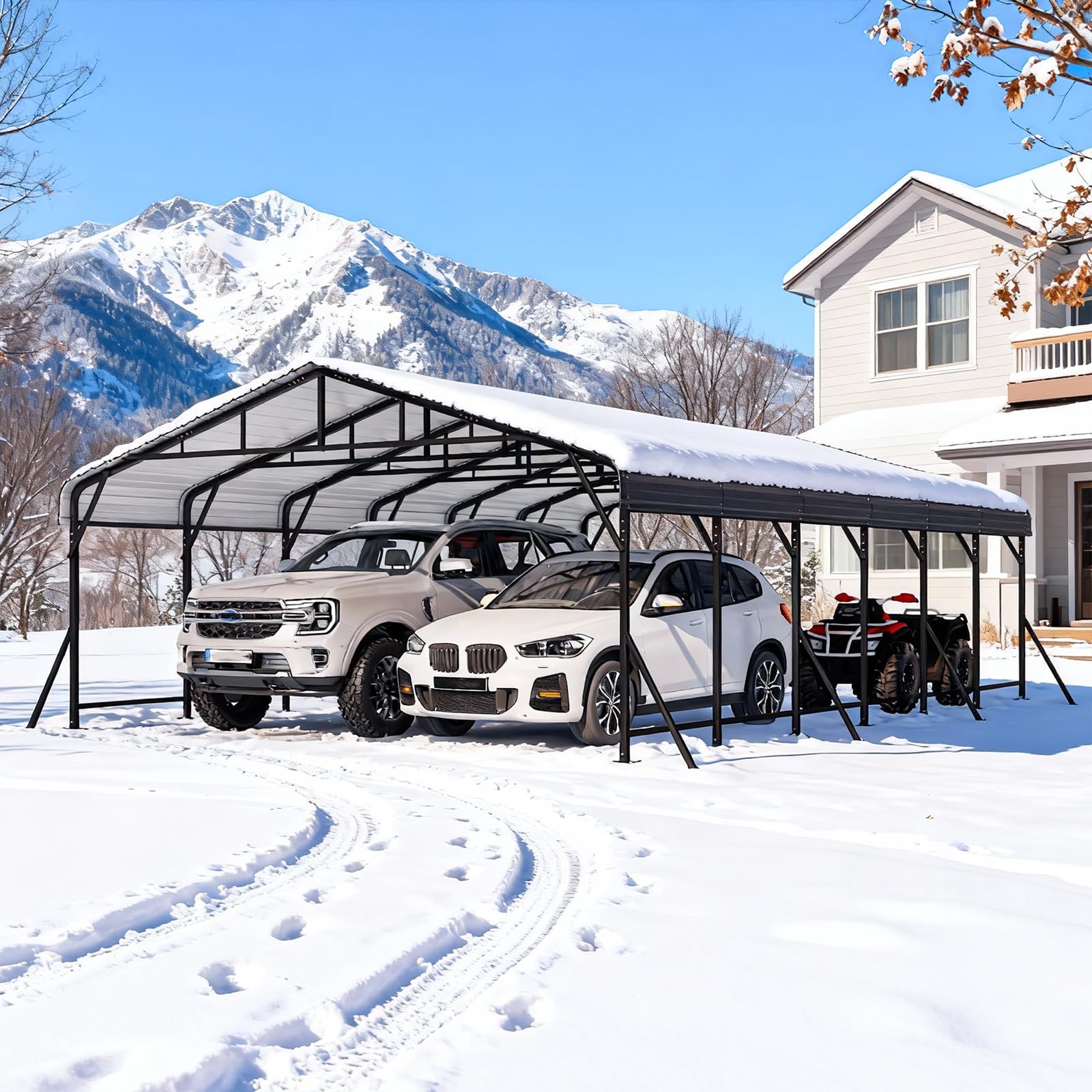 HOMREST 20X30 Hardtop Carport with Galvanized Roof