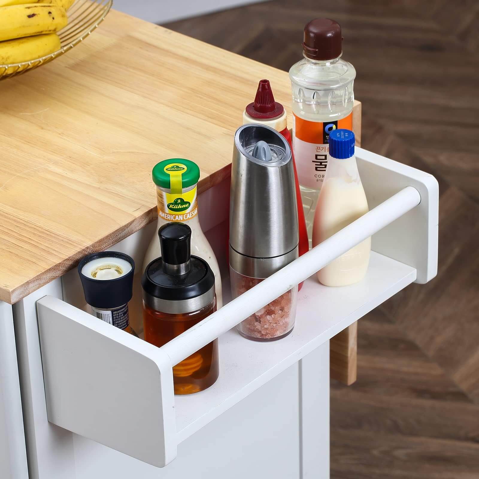 Homrest 43” Kitchen Island Cart on Wheels with Storage Cabinet, White