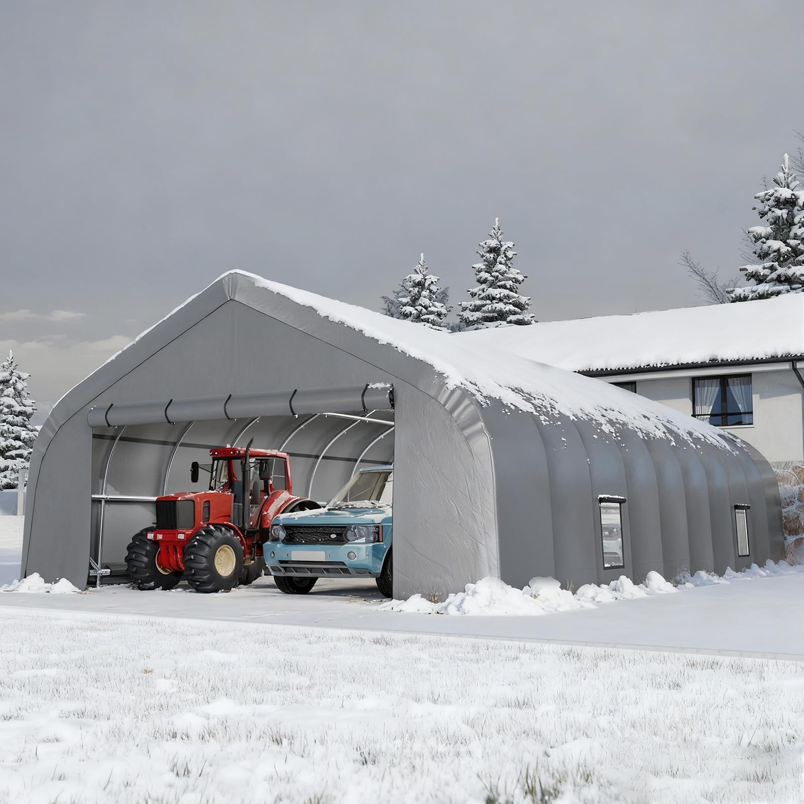 HOMREST 20x40 FT Heavy Duty Durable Carport With 3-Layer PE Waterproof Cover