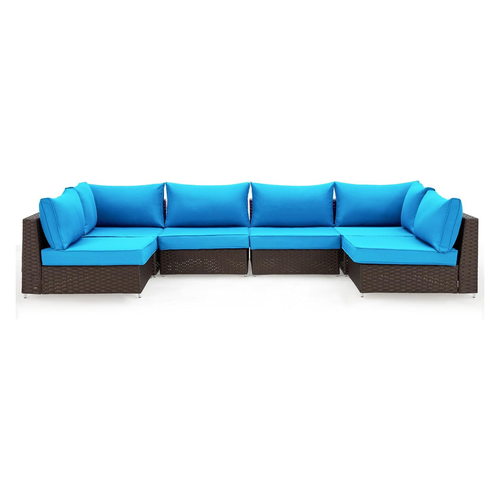Outdoor Replacement Cushions for 6-Seat Patio Conversation Sets, Sky Blue | Homrest