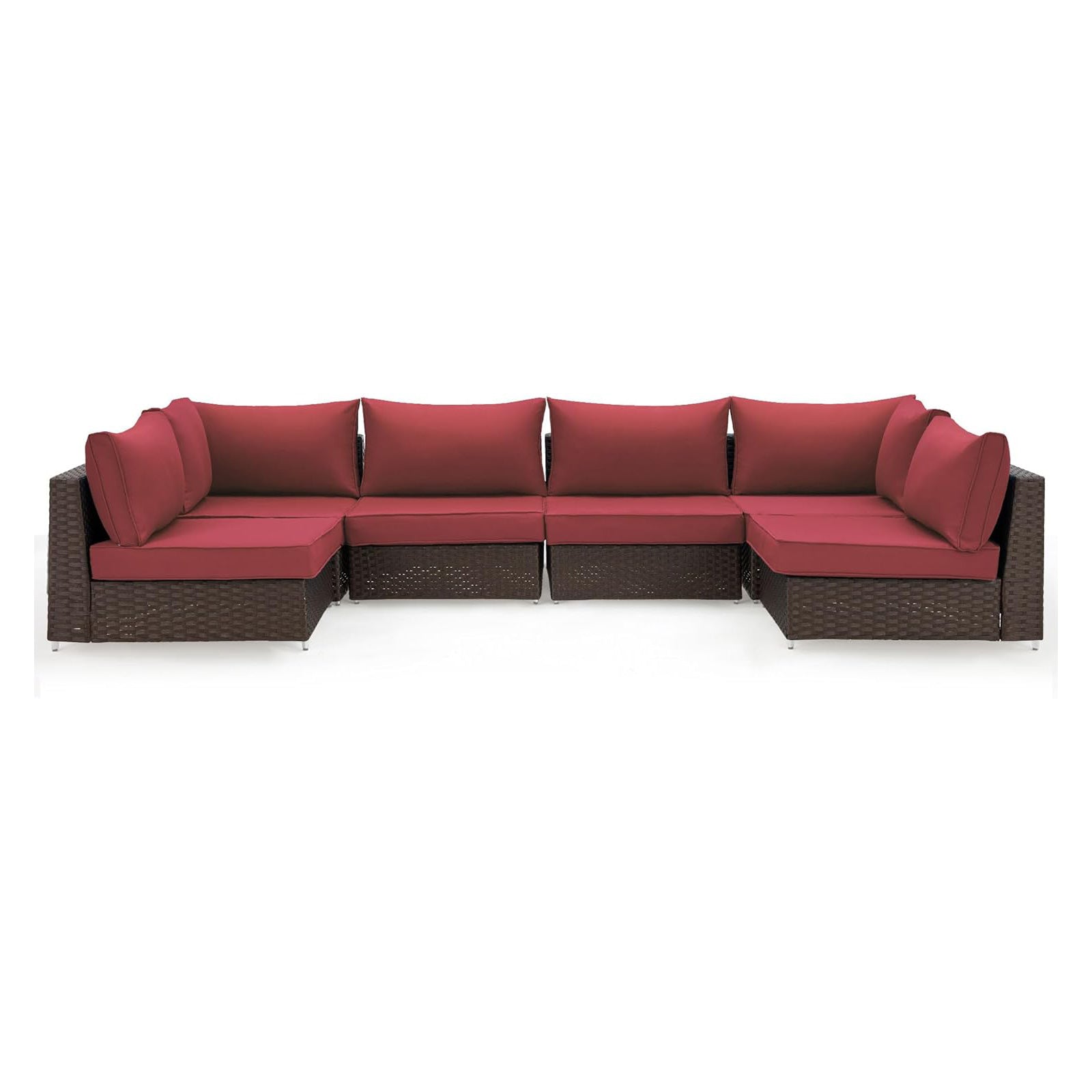 Outdoor Replacement Cushions for 6-Seat Patio Conversation Set, Wine Red | Homrest