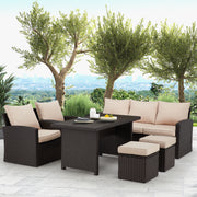 Homrest 6 pcs patio furniture set for porch, garden and poolside, khaki