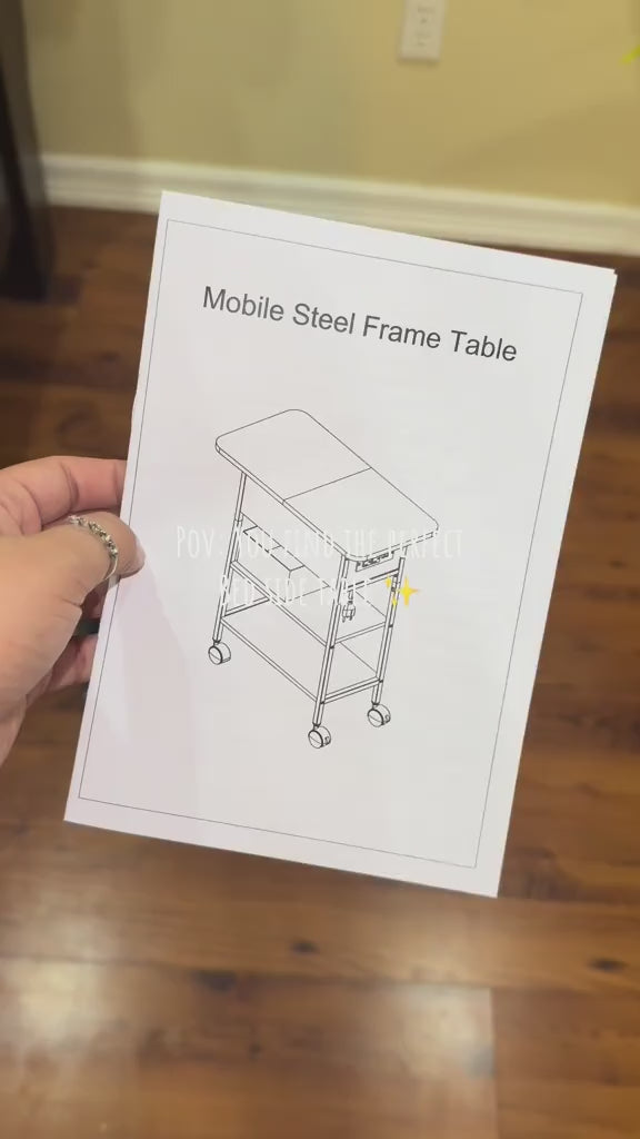 Load video: HOMREST Multi-Functional Flip Side Table, 360° Swivel Wheels &amp; Storage Shelf for Living Room/Bedroom, Rustic Brown Wood End Table, Black