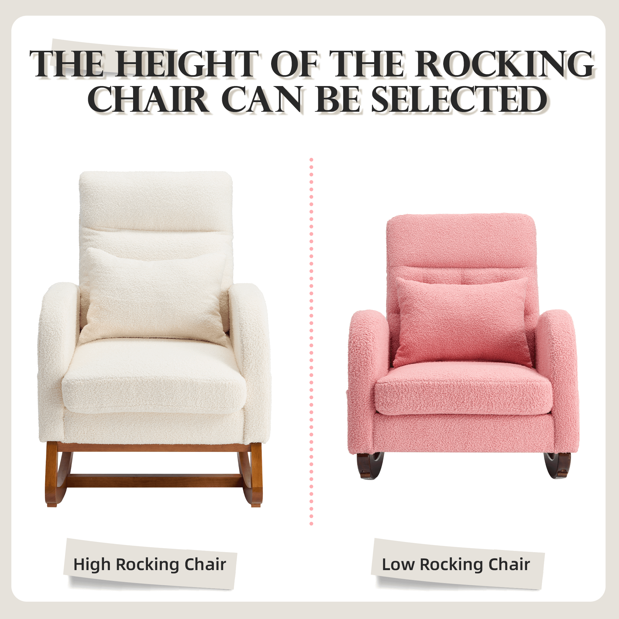 Homrest Modern Rocking Accent Chair with Blanket & Lumber Pillow, High Back Glider Chair Nursery Chair with Dual Side Pockets