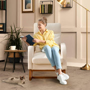 Homrest Modern Rocking Accent Chair with Blanket & Lumber Pillow, High Back Glider Chair Nursery Chair with Dual Side Pockets