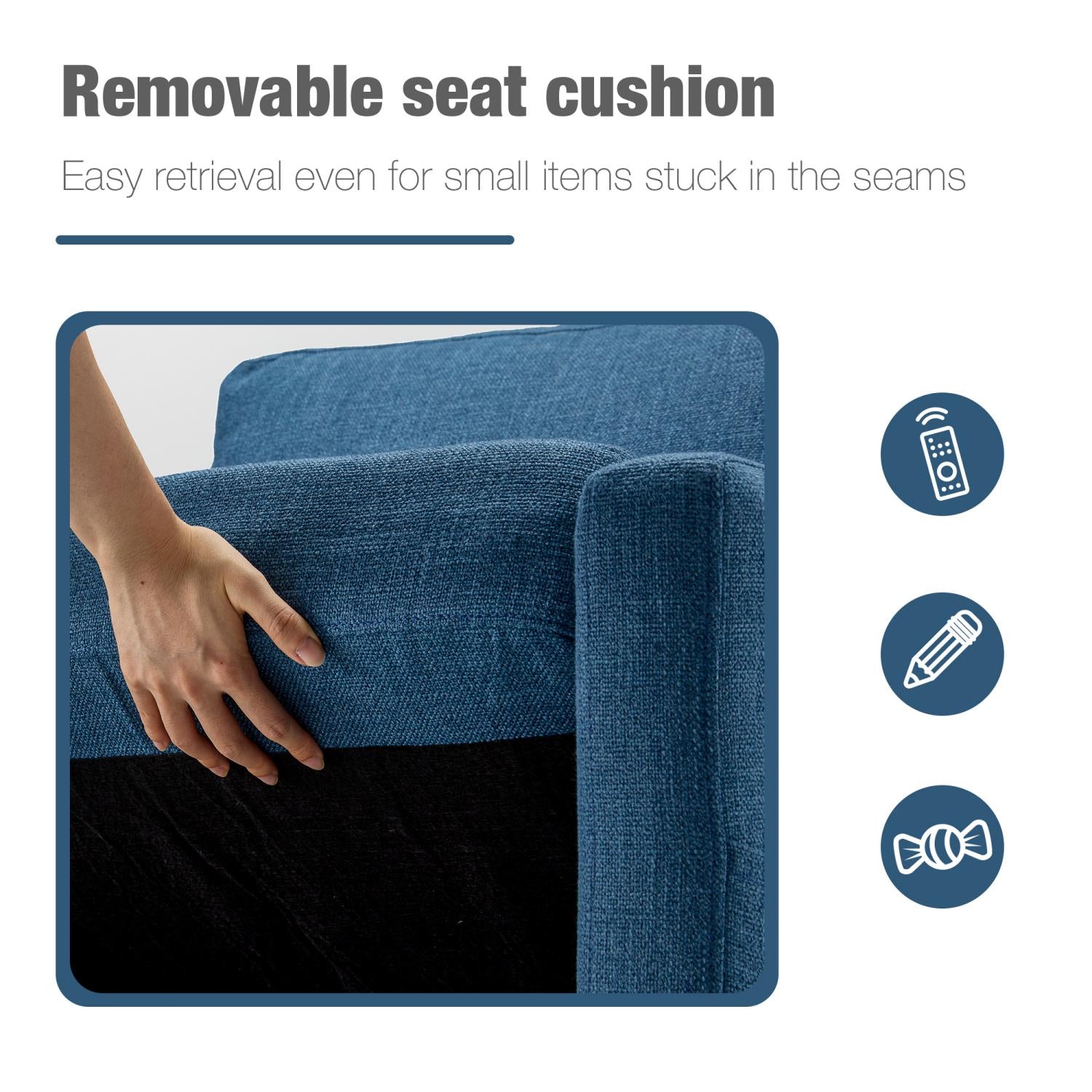Homrest swivel accent chair set of 2, linen fabric armchair with removable cover for living room, blue 
