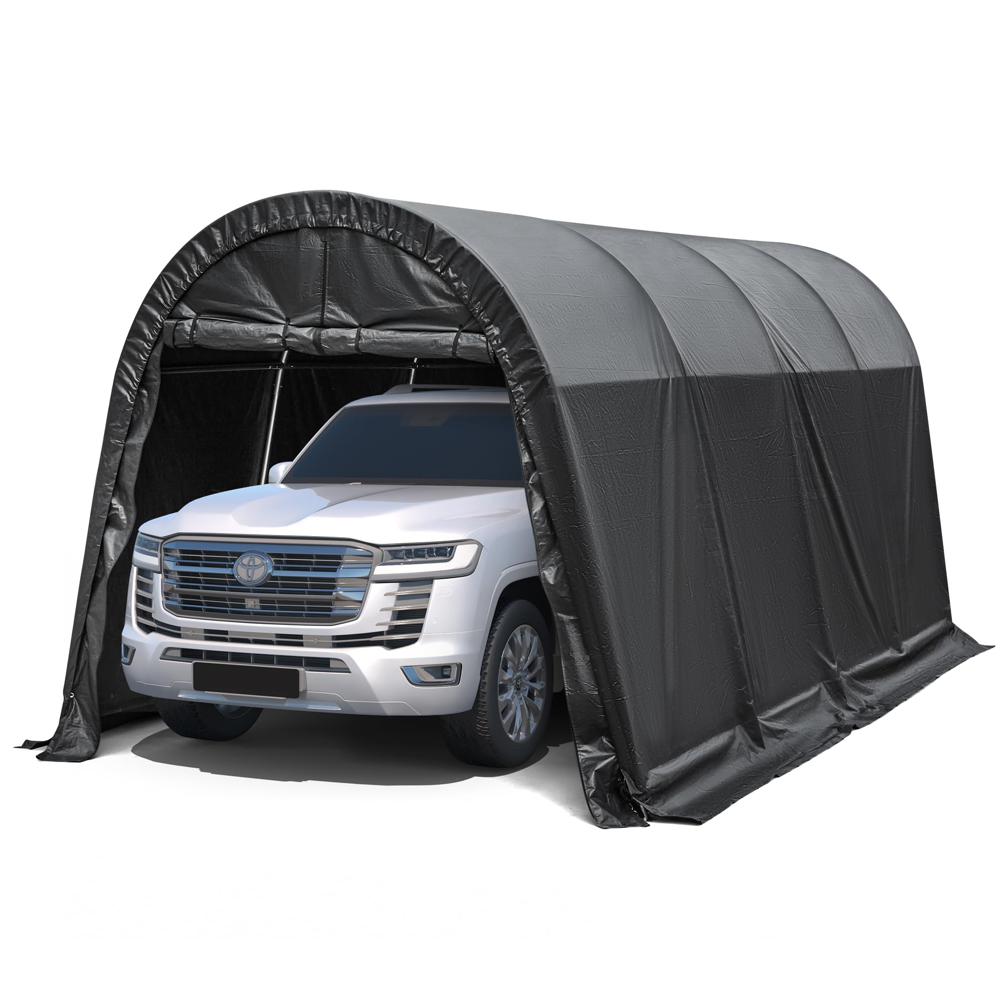 HOMREST Carport 10 x 20 FT Heavy Duty, Portable Garage with All-Steel Metal Frame and Round Style Roof, Anti-Snow Car Canopy Outdoor Storage Shelter for Car, Truck, Boat