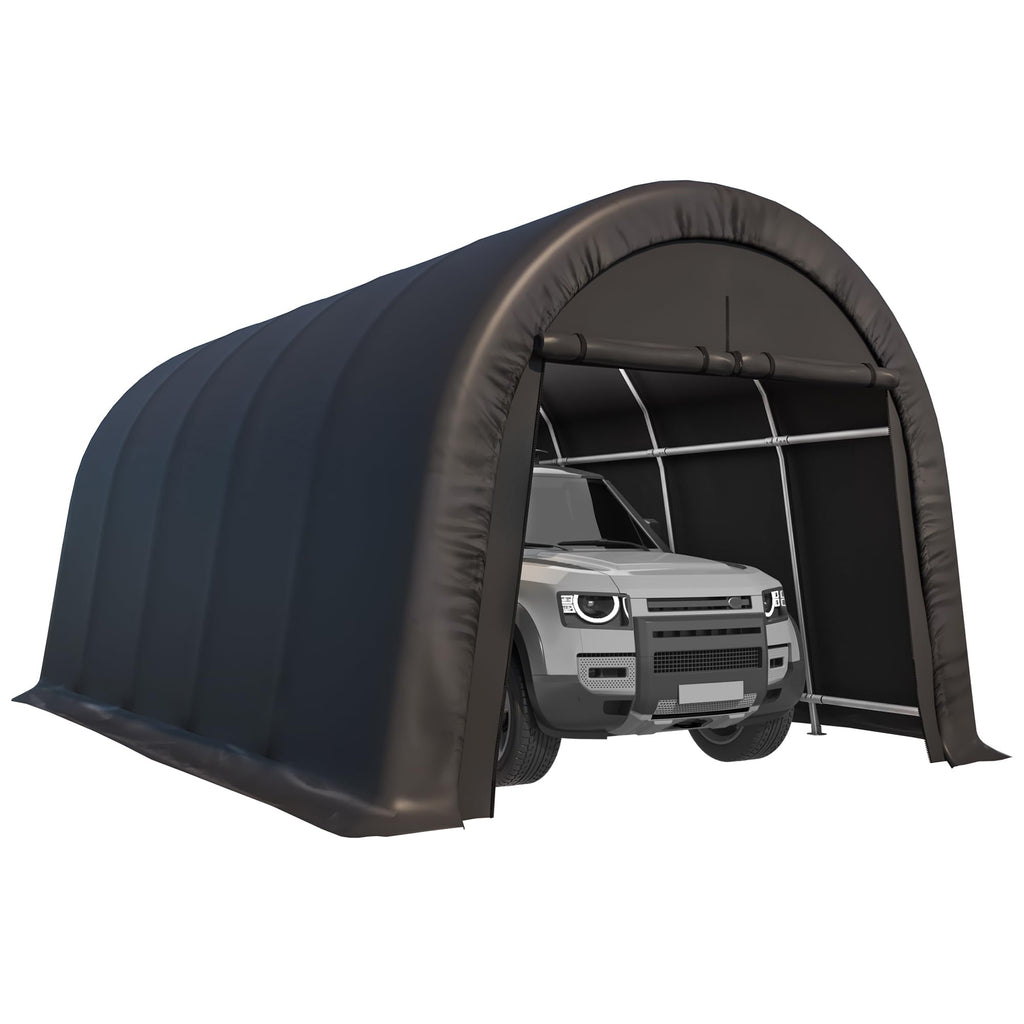 HOMREST Carport 12 x 20 FT Heavy Duty, Portable Garage with All-Steel Metal Frame and Round Style Roof, Anti-Snow Car Canopy Outdoor Storage Shelter for Car, Truck, Boat