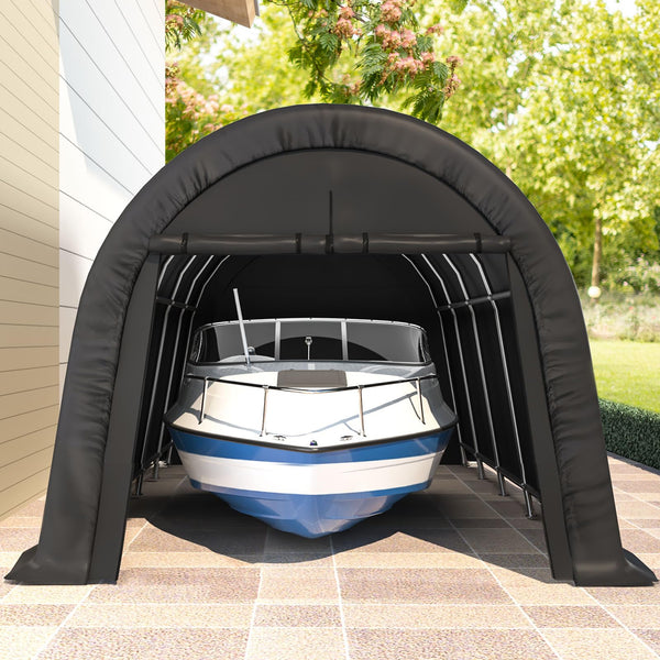 HOMREST Carport 12 x 20 FT Heavy Duty, Portable Garage with All-Steel Metal Frame and Round Style Roof, Anti-Snow Car Canopy Outdoor Storage Shelter for Car, Truck, Boat