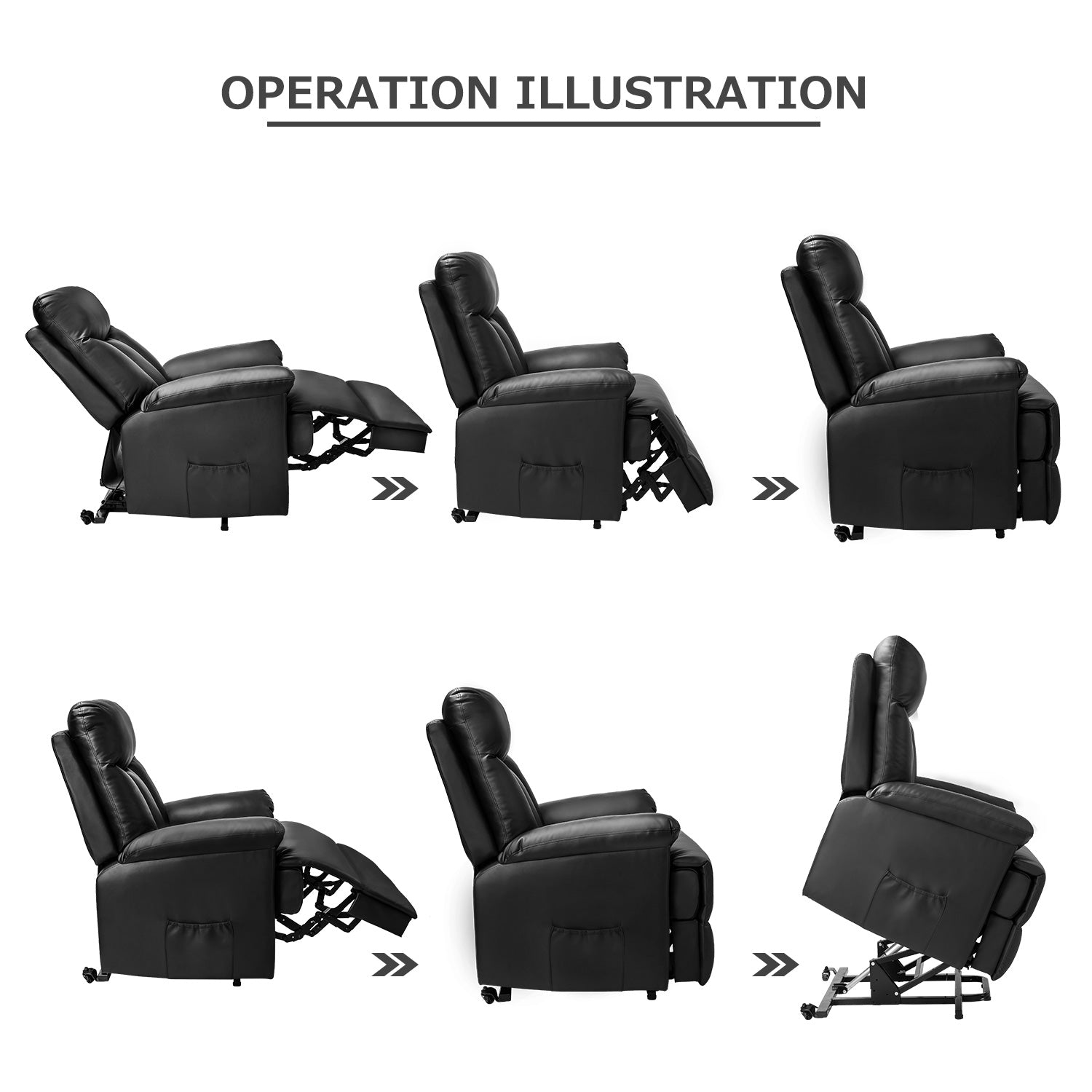  Homrest Electric Recliner Chair Lift Chair Power PU Leather Recliner Sofa with Heavy Duty Reclining Mechanism for Living Room, Black