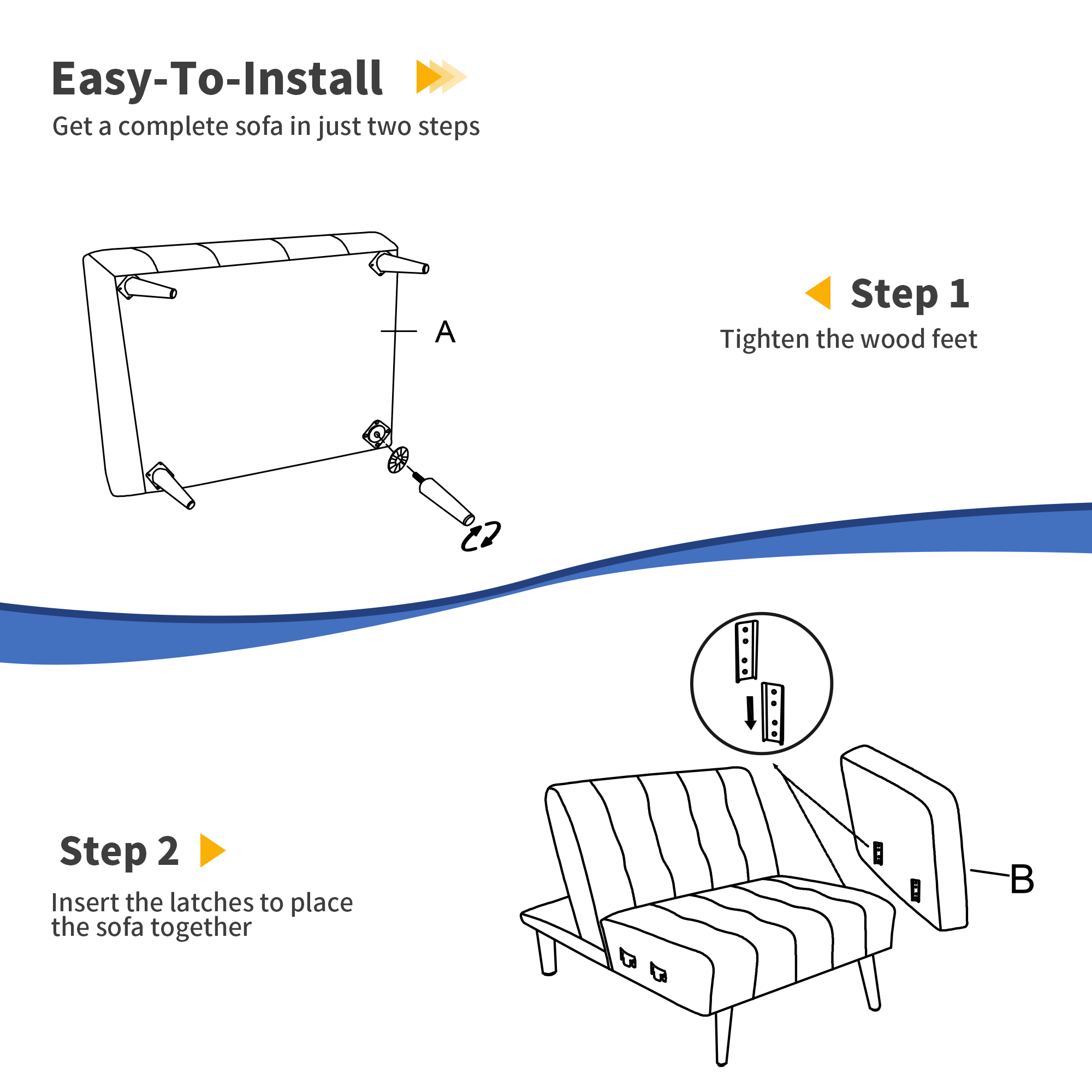 Living room convertible sectionals, blue