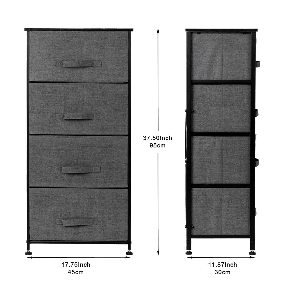 Homrest 4-Tier Dresser Tower, Fabric Drawer Organizer With 4 Easy Pull Drawers With Metal Frame