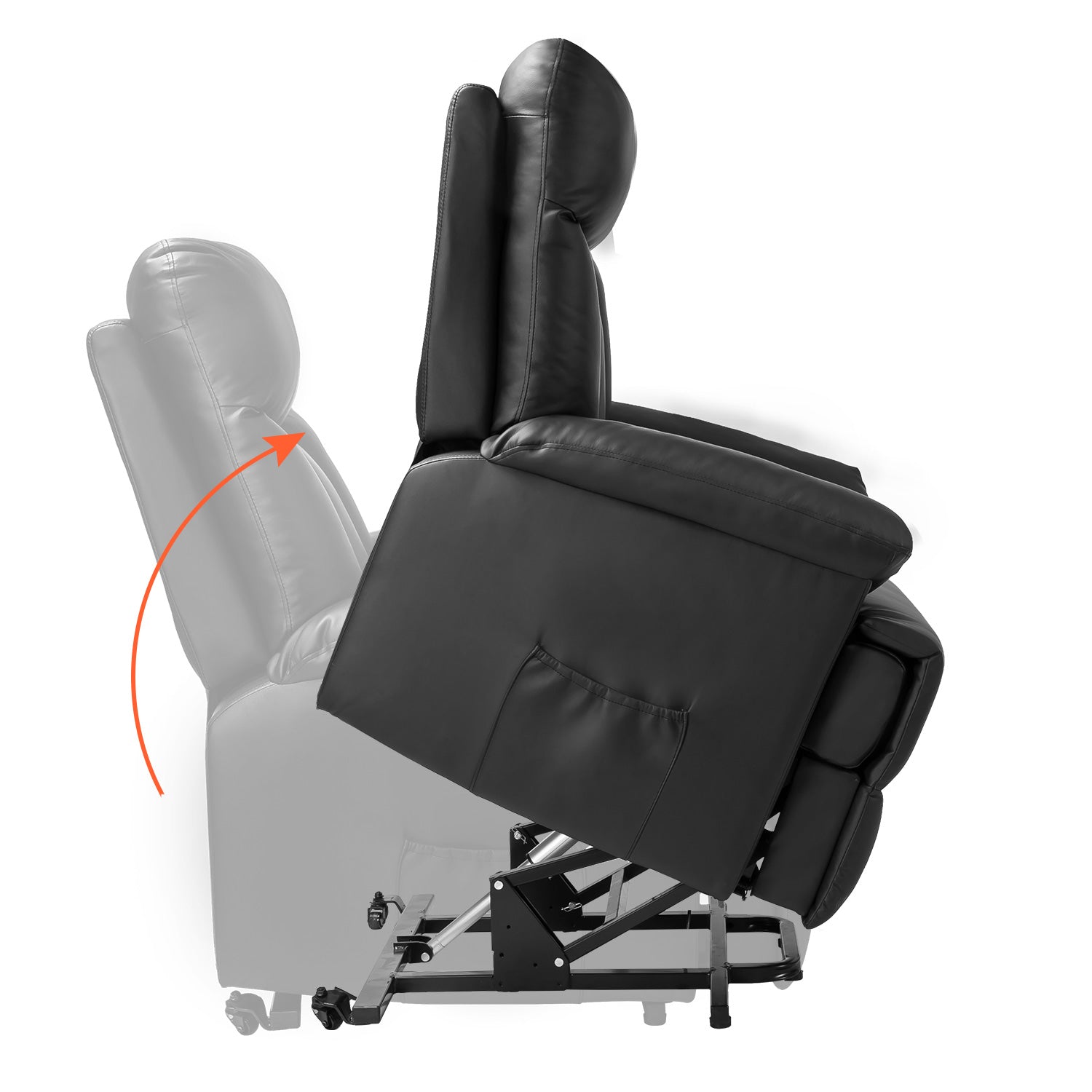  Homrest Electric Recliner Chair Lift Chair Power PU Leather Recliner Sofa with Heavy Duty Reclining Mechanism for Living Room, Black