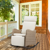 Outdoor Recliner Chair, Rattan Wicker Rocking Chair with Soft Removable Cushion Beige