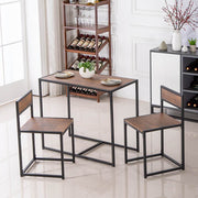 Simple Breakfast Table And Chair Elm Wood, 3 Pieces