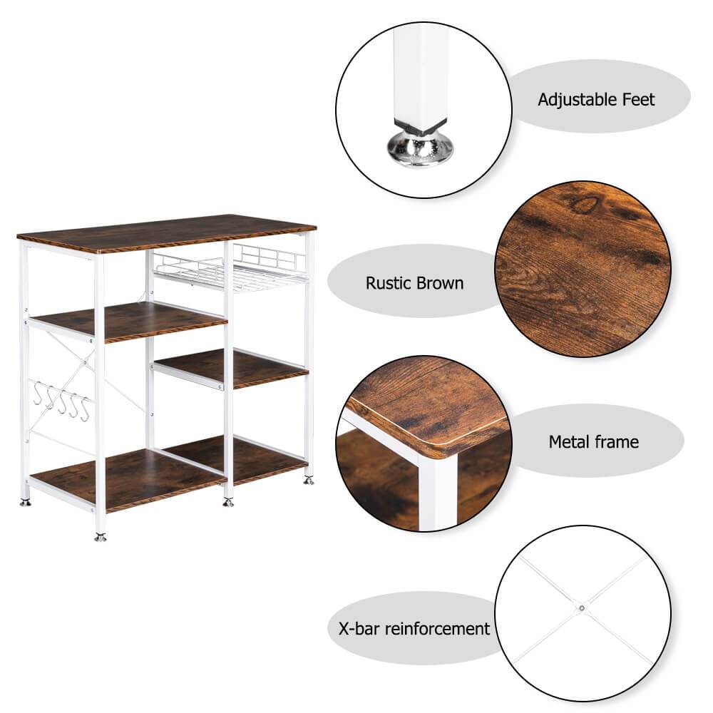 Homrest 3-Tier Kitchen Baker's Rack Storage Cart Workstation Shelf
