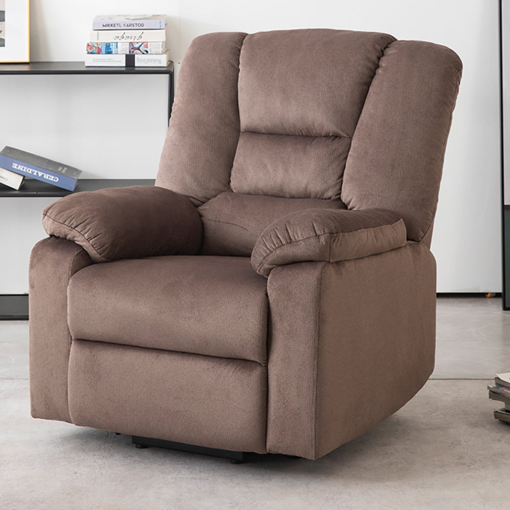  Power Lift Microfiber Electric Recliner Chair for Elderly with Side Pockets, Remote Control Living Room Chair (Brown) | Homrest Furniture