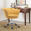 Modern Home Office Chair, Cute Velvet Upholstered Shell Chair Adjustable Swivel Vanity Chair for Women, Yellow