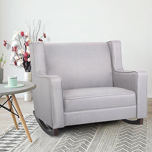 Upholstered Rocking Chair Padded Seat Fabric Rocker