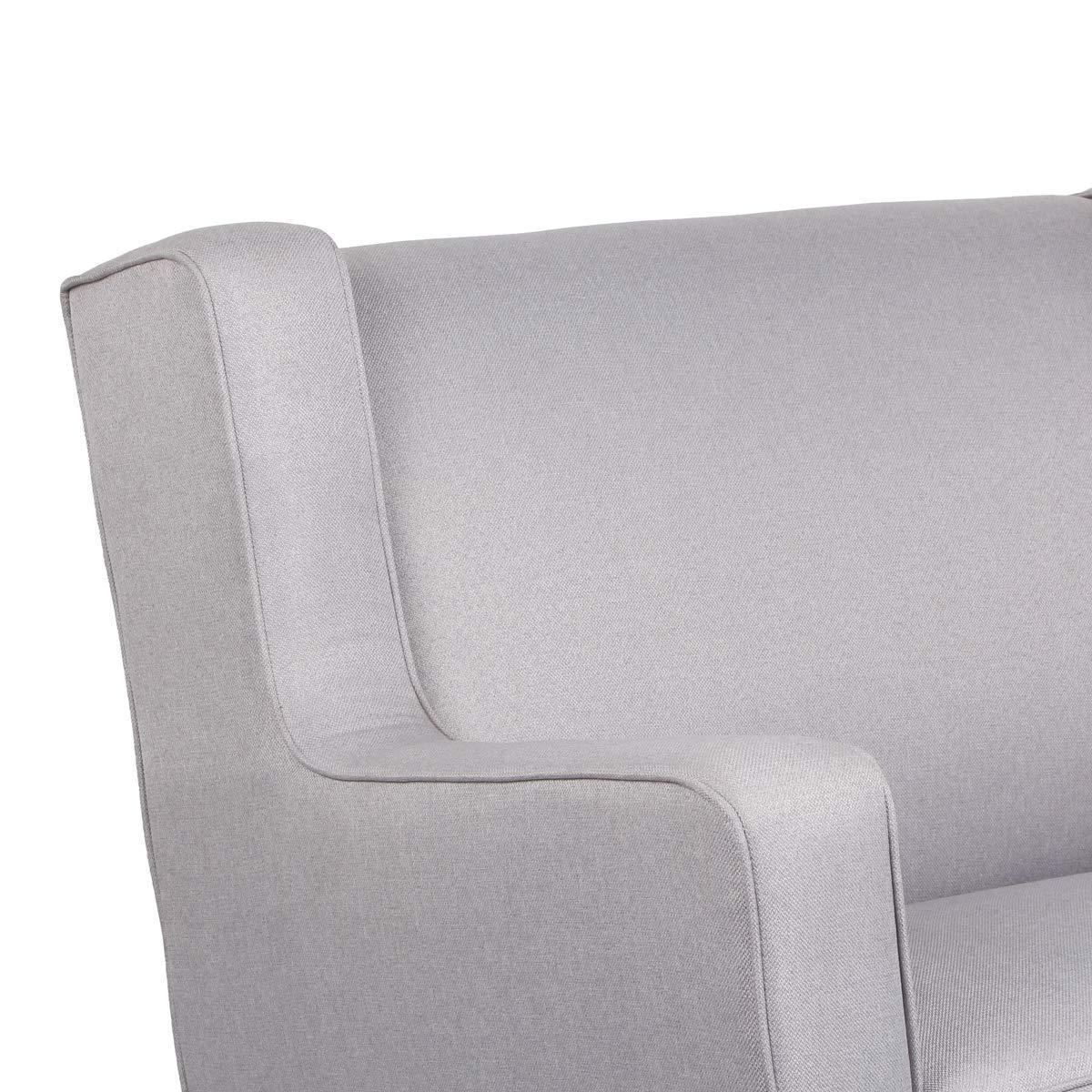Upholstered Rocking Chair Padded Seat Fabric Rocker for Nursery, Comfortable Relax Glider, Grey