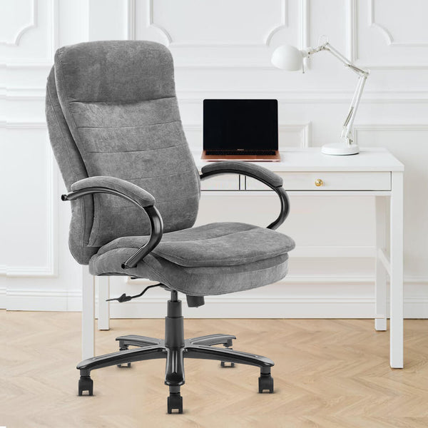 Homrest Ergonomic Executive Office Chair with Fabric Upholstery Adjustable Height Thick Padding Headrest & Armrest, Gray