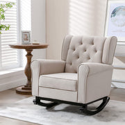 Homrest mid century modern rocking chair with high back, beige