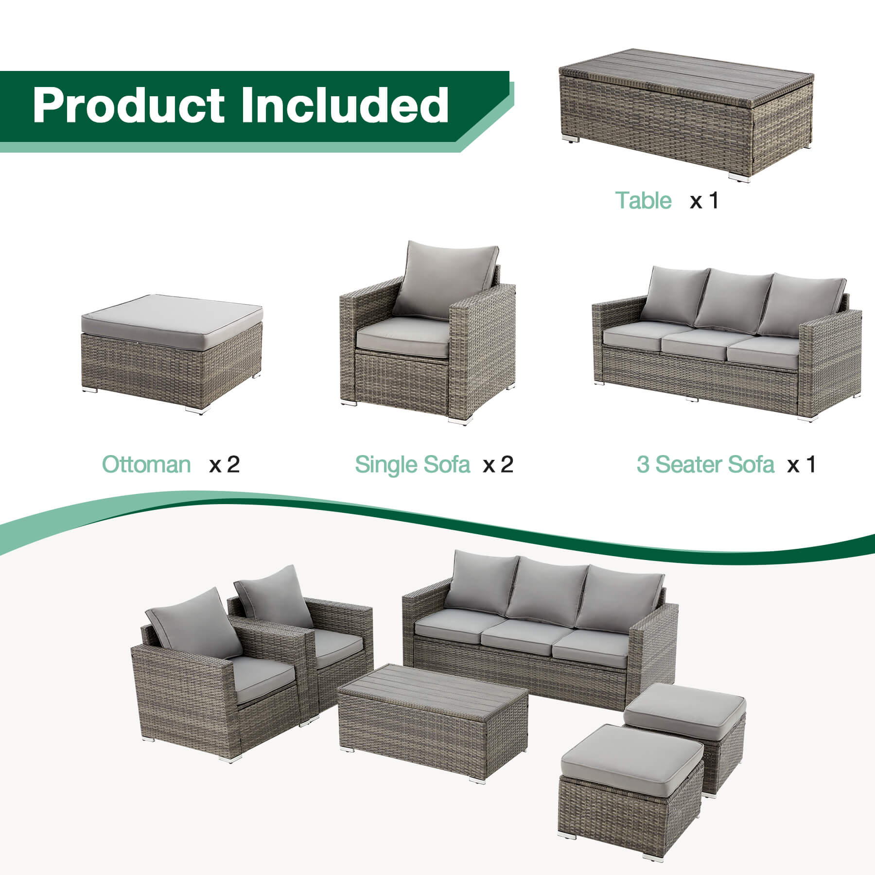 Homrest patio furniture set for porch, garden and poolside