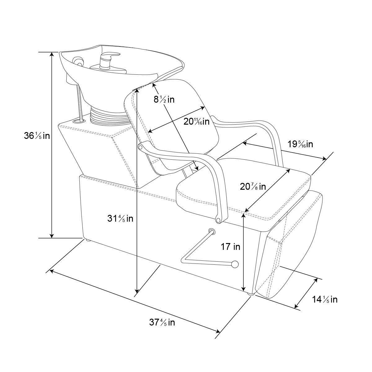 Shampoo Chair Backwash Sink Adjustable Footrest Chair