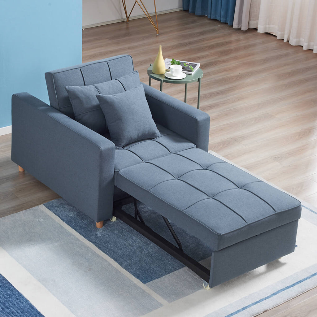 Sofa Bed 3-in-1 Convertible Chair Multi-Functional Adjustable Recliner, Sofa, Bed(Blue Gray)