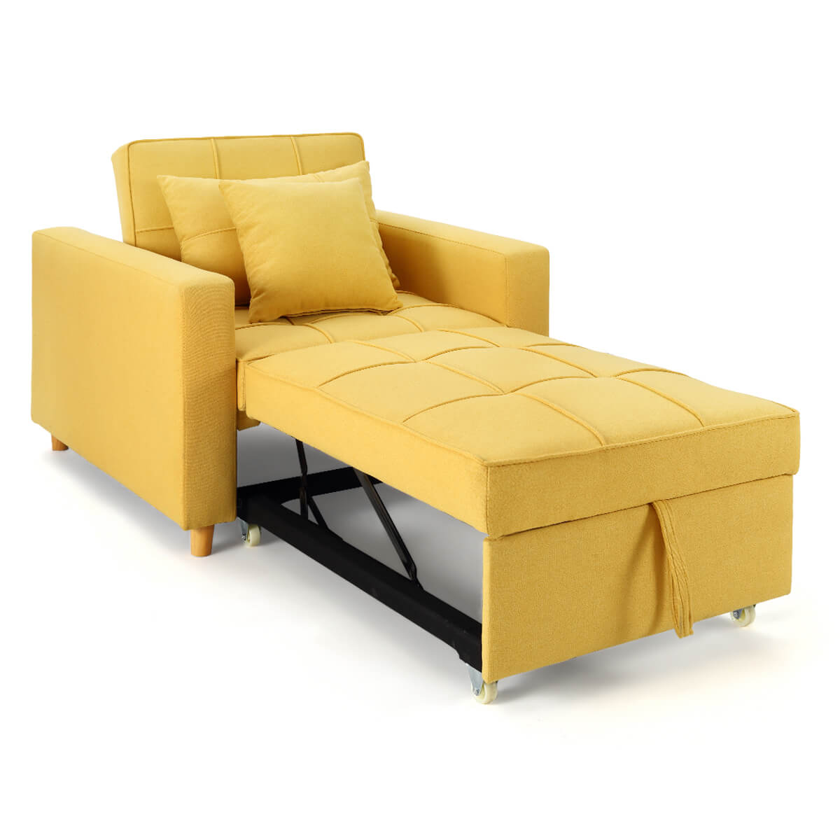 Sofa Bed 3-in-1 Convertible Chair Multi-Functional Adjustable Recliner, Sofa, Bed(Yellow)