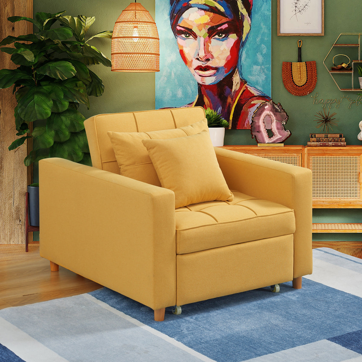 Homrest sofa bed for living room, yellow