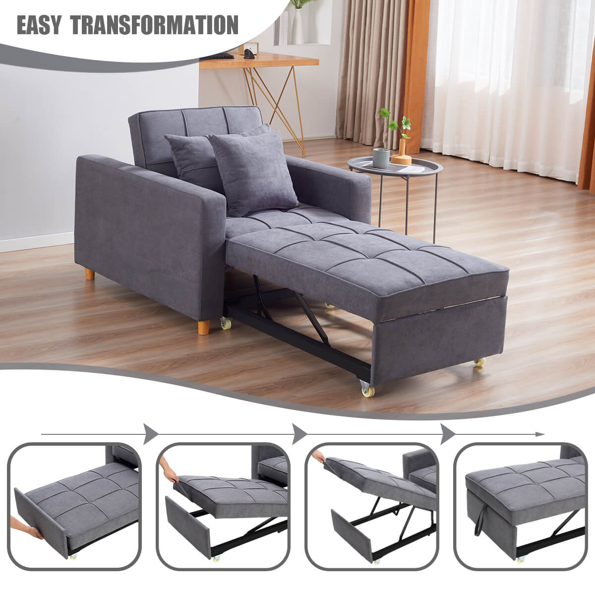 Homrest Sofa Bed 3-in-1 Multi-Functional Convertible Chair