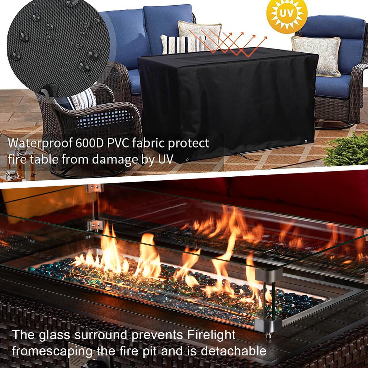 Homrest 44" Propane Gas Fire Pit Table Set
