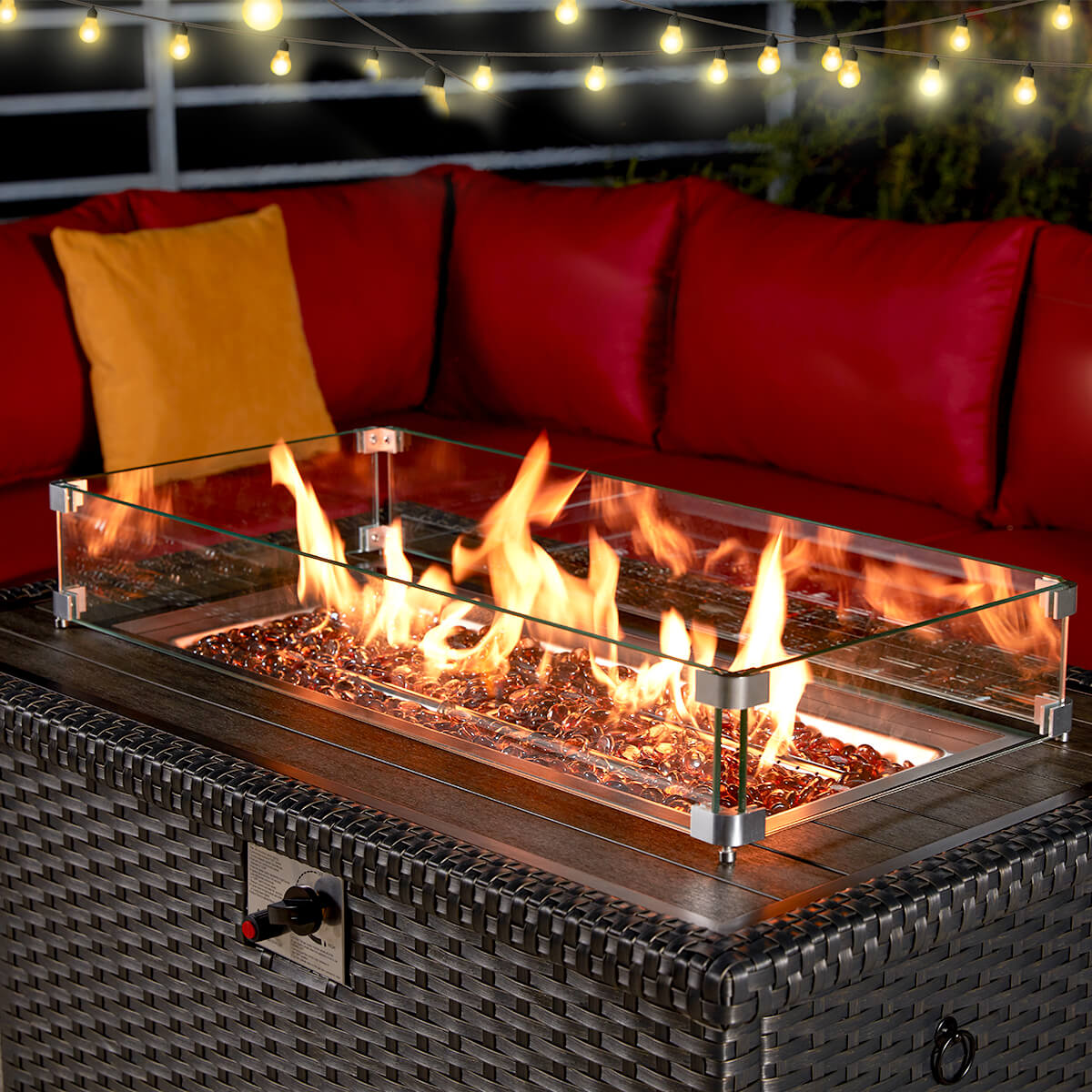 Homrest outdoor fire pit table for porch, backyard and poolside
