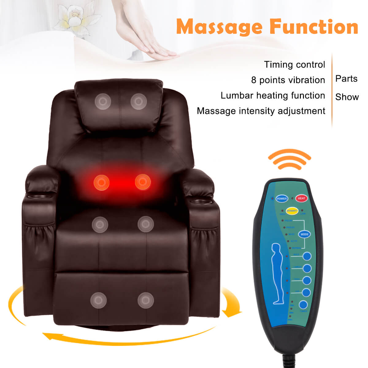 Massage Recliner Chair Faux Leather Ergonomic Lounge Chair